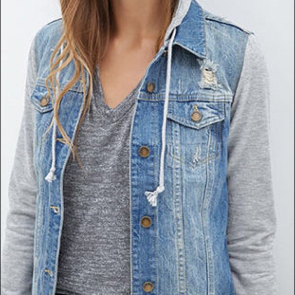 F21 distressed denim jacket
